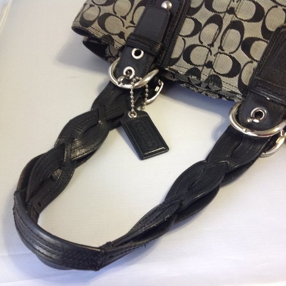 Coach Signature Hobo Bag / Braided Leather Straps - Picture 7 of 8